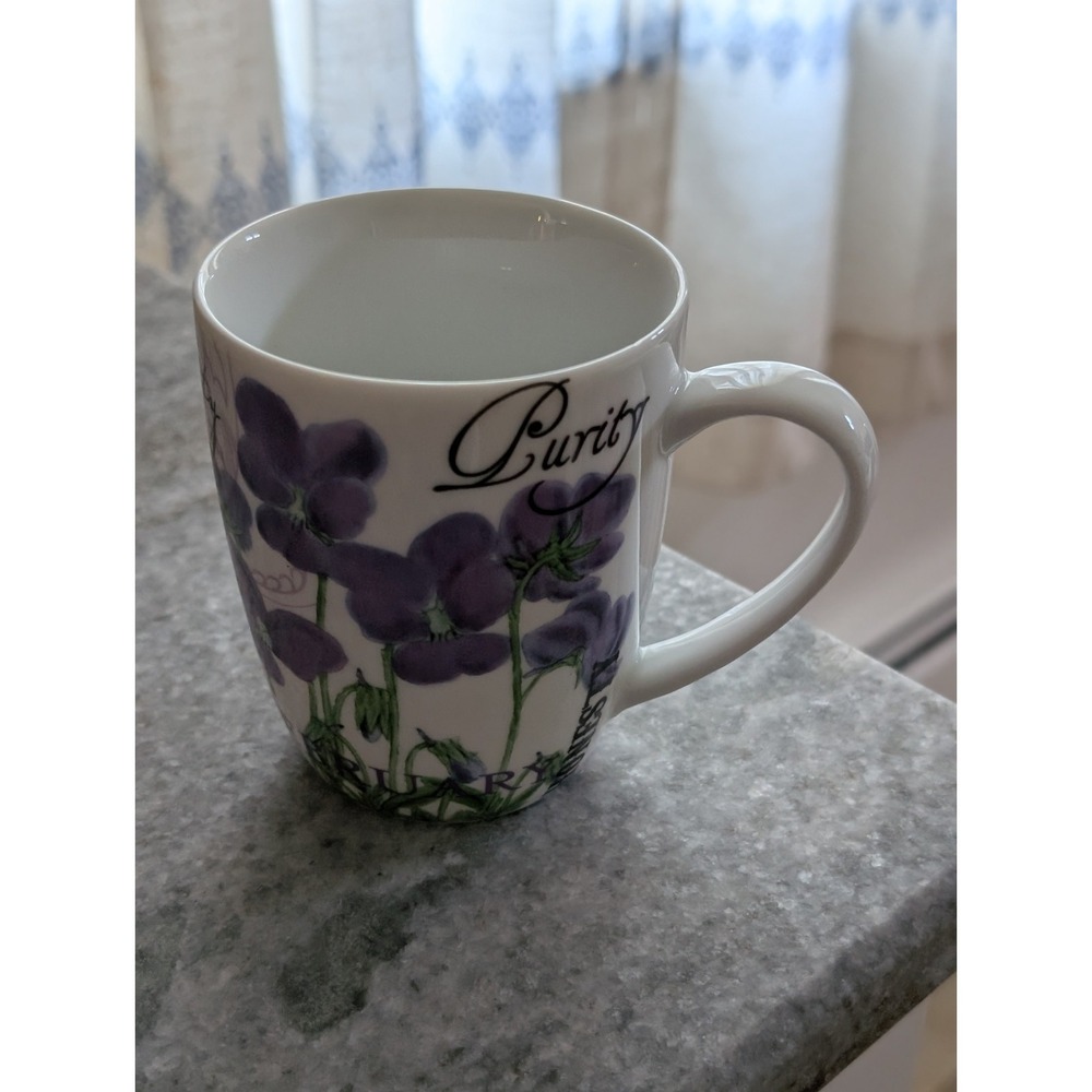 Gift Craft February Simplicity Virtue Purity Purple Violet Flower 12 Oz Mug